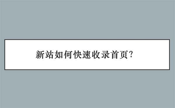 新站如何快速收錄首頁(yè)？