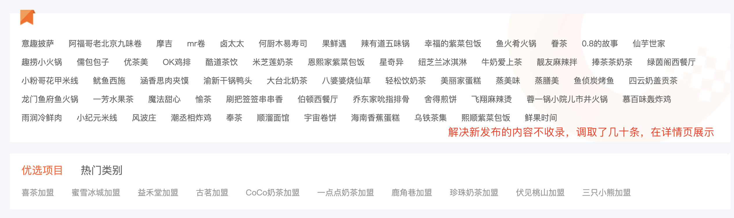 某網(wǎng)站增加了解決收錄問題的鏈接策略示例圖